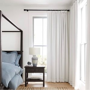 New Pottery Barn White Belgian Flax Linen Blackout Curtains x2